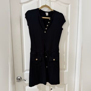 Cache Black Mini Dress with Gold Buttons